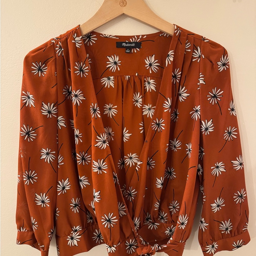 Madewell Terracotta Daisy Wrap Blouse